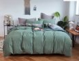 Постельное белье Love you. Вареный хлопок серо-зеленое