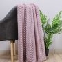 Плед флисовый Home Line. Жаккард Коса пудровый