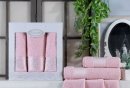 Набор из 3-х махровых полотенец Gulcan. Ornament light pink