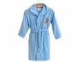 Халат детский махровый Lotus. Train moto голубого цвета