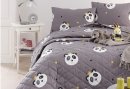 Покрывало стеганое с наволочками Enlora Home. Kral Panda Gri