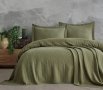 Хлопковое покрывало с наволочками Saheser. Orella green
