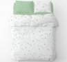 Постельное белье Home Line. Бязь Волошки зелені на білому/Горох білий на зеленому