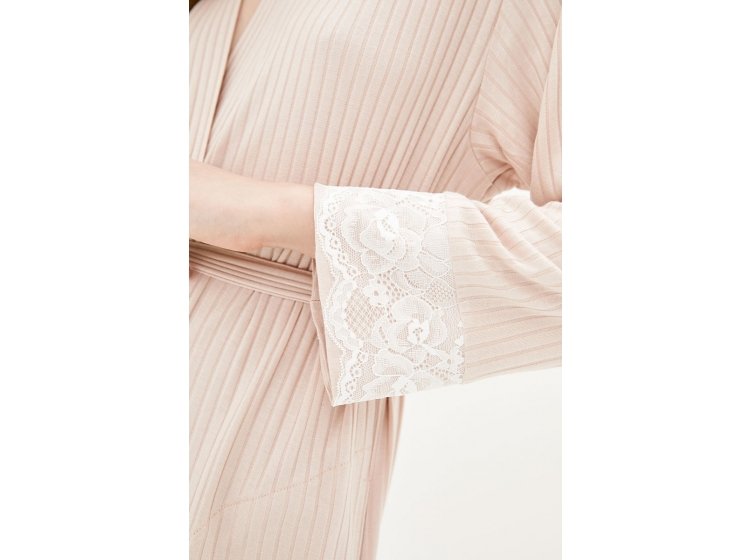 Халат женский вискозный German Volf. Рубчик 100057-2 пудровый