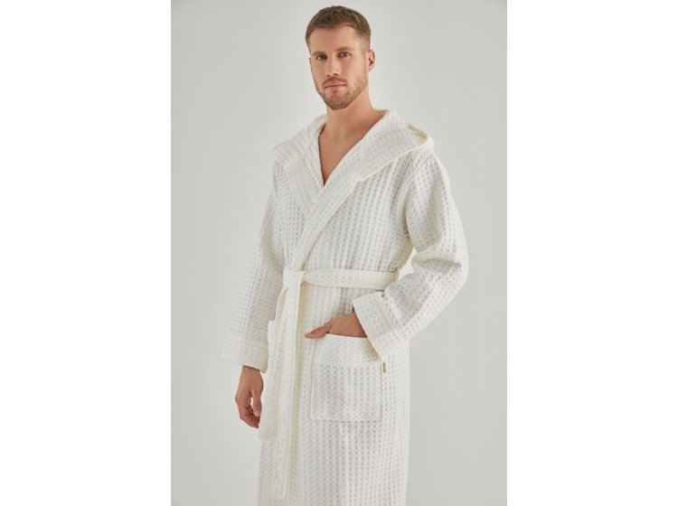 Мужской вафельный халат Nusa. 1325 krem