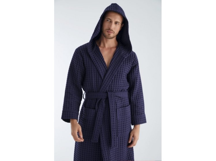 Мужской вафельный халат Nusa. 1325 lacivert