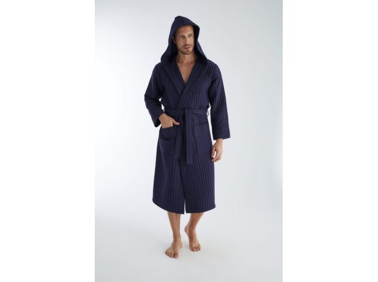 Мужской вафельный халат Nusa. 1325 lacivert