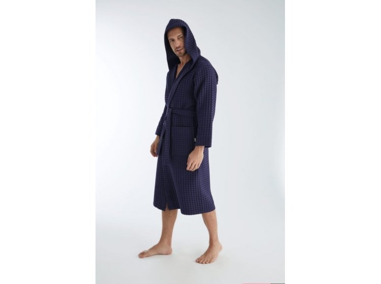 Мужской вафельный халат Nusa. 1325 lacivert