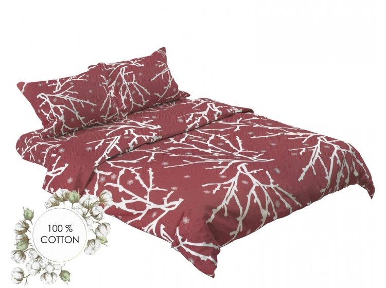 Постельное белье Rigel. Бязь Красная веточка