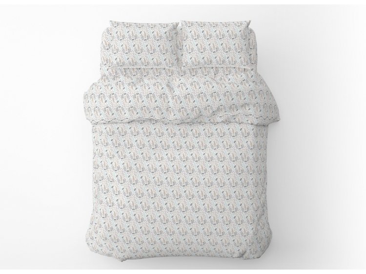 Постельное белье Home line. Фланель ЦВІТІННЯ ТРАВ голубое