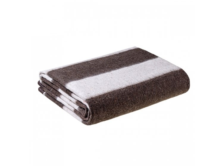 Одеяло шерстяное тканое Home Line. Полоска бежевый/коричневый