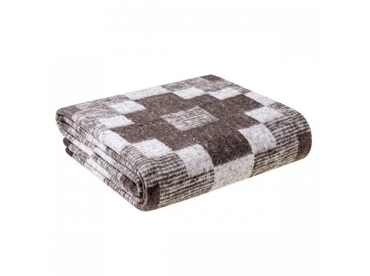 Одеяло шерстяное тканое Home Line. Ромб бежевый/коричневый