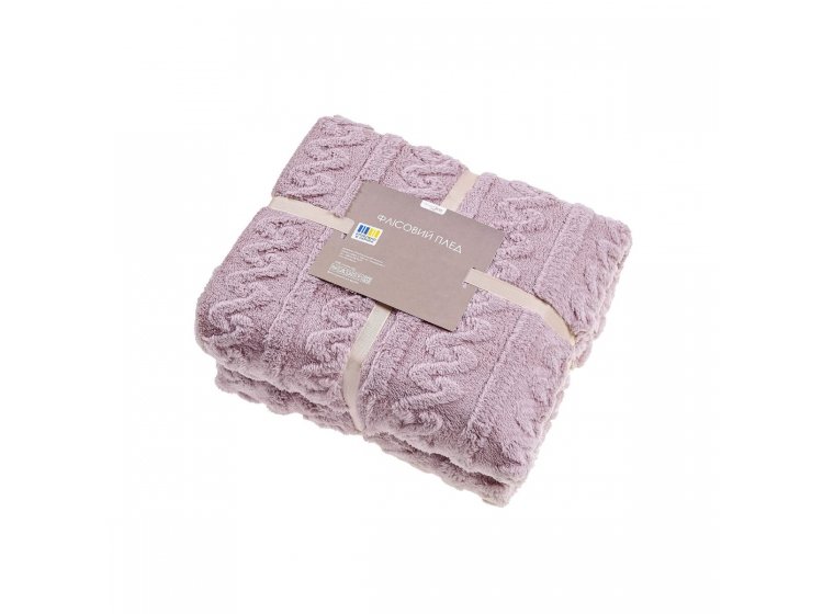 Плед флисовый Home Line. Жаккард Коса пудровый