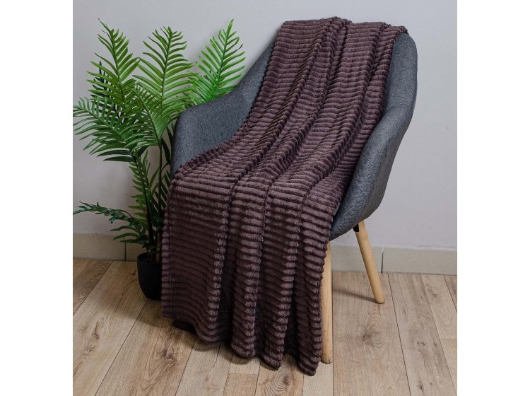 Плед флисовый Home Line. Фланель Шарпей шоколадный