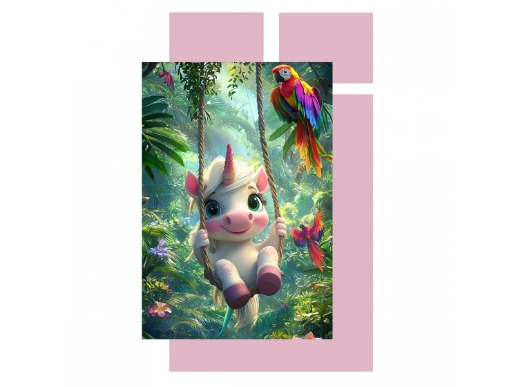 Постельное белье в детскую кроватку Home Line. Поплин Одноріг у джунглях