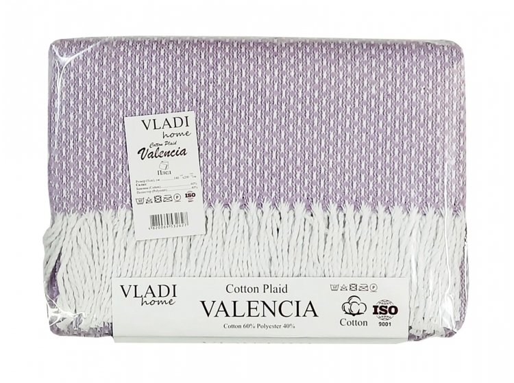 Хлопковый плед Vladi. Валенсия Boucle белый-лиловый