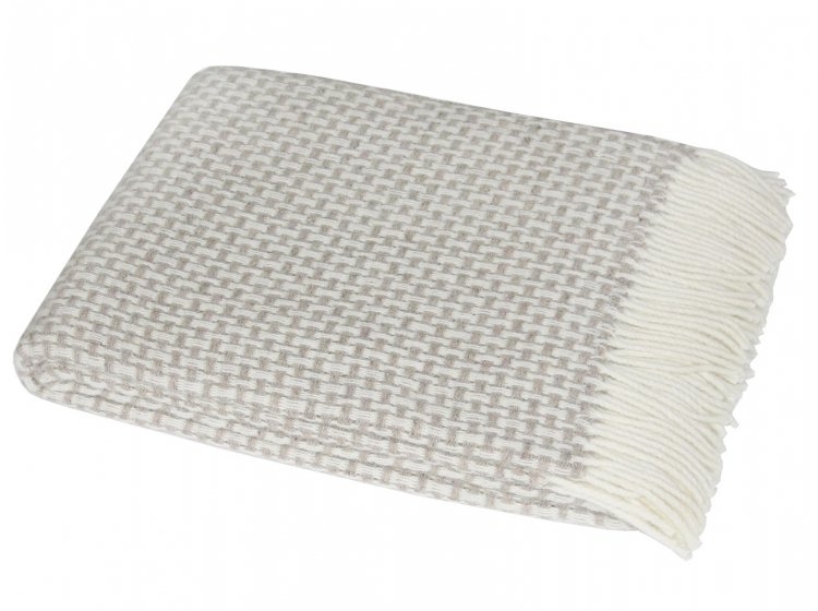 Плед Vladi. Рогожка бело-светло-бежевый