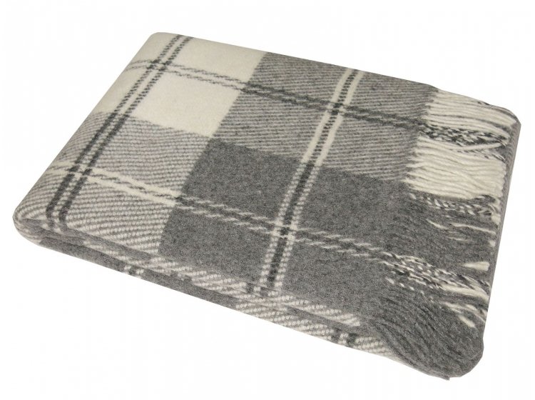 Шерстяной плед Vladi. Эльф Mason бело-серо-темно-серый