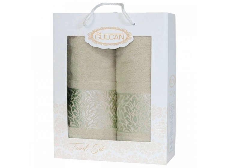 Набор из 2-х махровых полотенец Gulcan. Frower Ornament Beige
