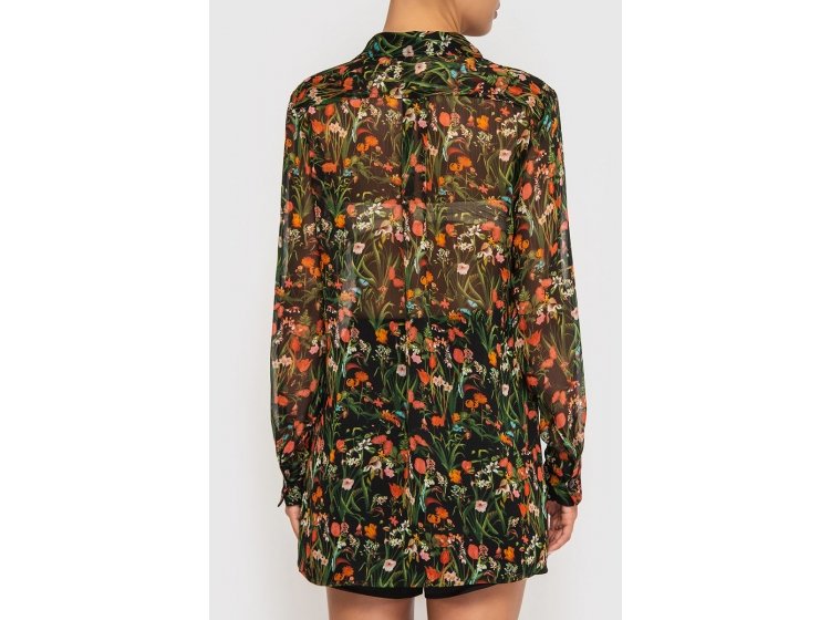 Рубашка женская шифоновая German Volf. 21037 цветочный принт