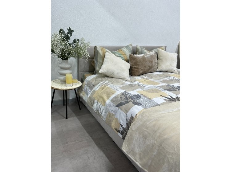 Постельное белье Novita. Фланель 2125314 Листья на бежевом