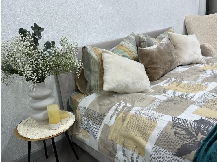 Постельное белье Novita. Фланель 2125314 Листья на бежевом