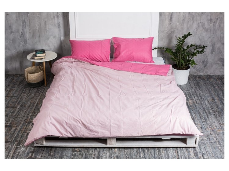 Пододеяльник с наволочками Novita. Однотонный розовый