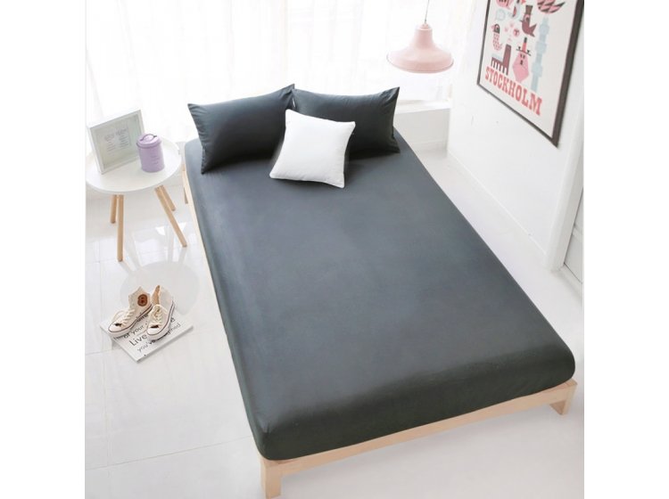 Простынь на резинке Hobby. Poplin Gold Antracit серого цвета