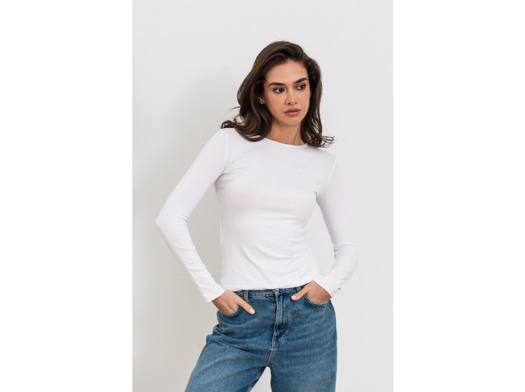 Лонгслив женский German Volf. 23011-2 в рубчик белого цвета