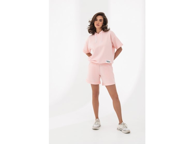 Костюм футболка с капюшоном и шортами German Volf. 23034 розовый кварц