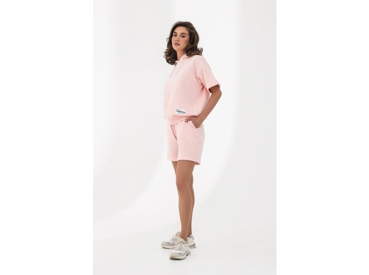 Костюм футболка с капюшоном и шортами German Volf. 23034 розовый кварц