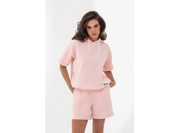 Костюм футболка с капюшоном и шортами German Volf. 23034 розовый кварц