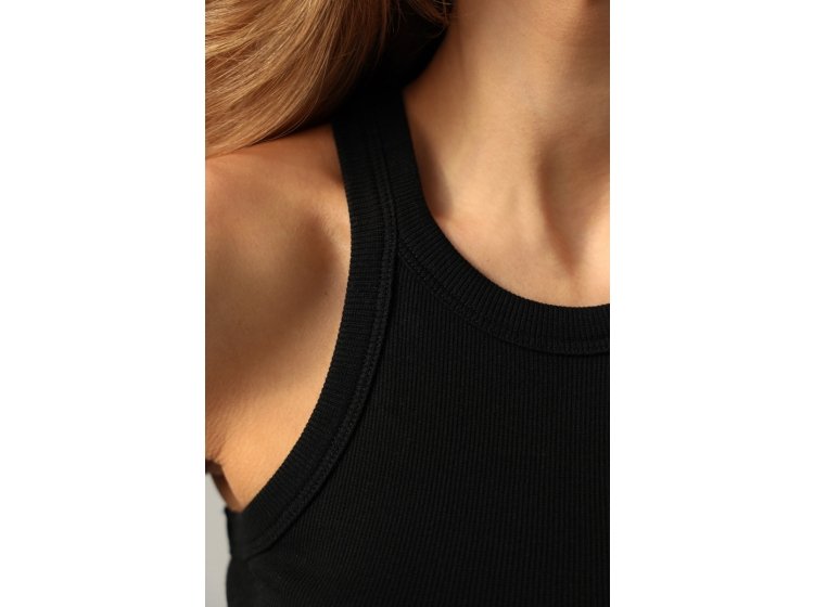 Майка женская трикотажная в рубчик на бретелях German Volf. 24006 черного цвета