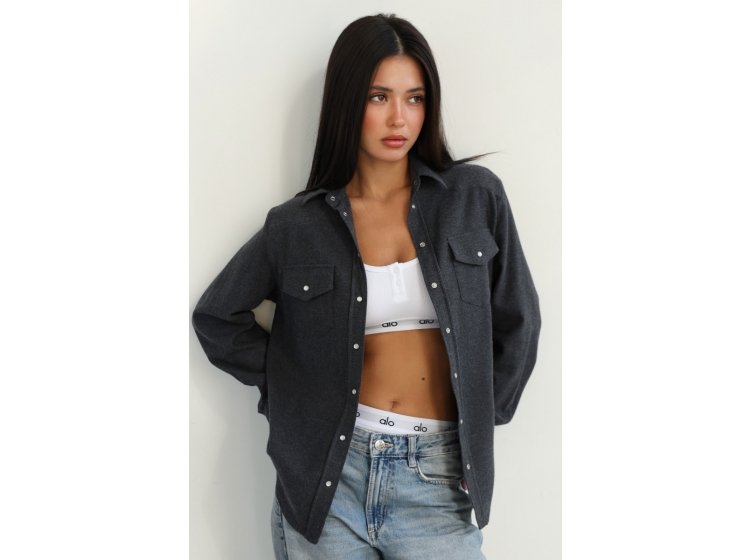 Рубашка женская фланелевая German Volf. 24025 темно-серого цвета