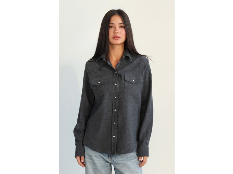 Рубашка женская фланелевая German Volf. 24025 темно-серого цвета