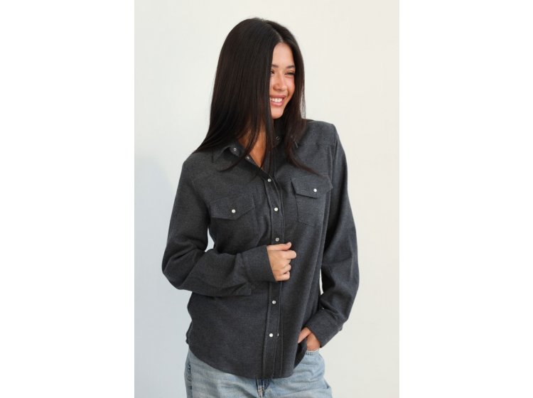 Рубашка женская фланелевая German Volf. 24025 темно-серого цвета