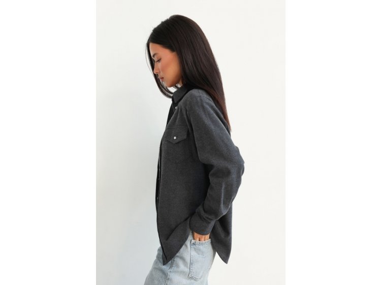 Рубашка женская фланелевая German Volf. 24025 темно-серого цвета