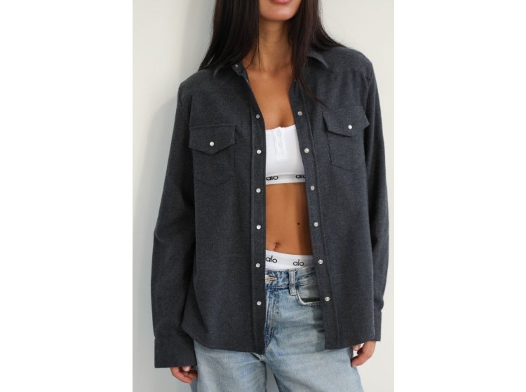 Рубашка женская фланелевая German Volf. 24025 темно-серого цвета