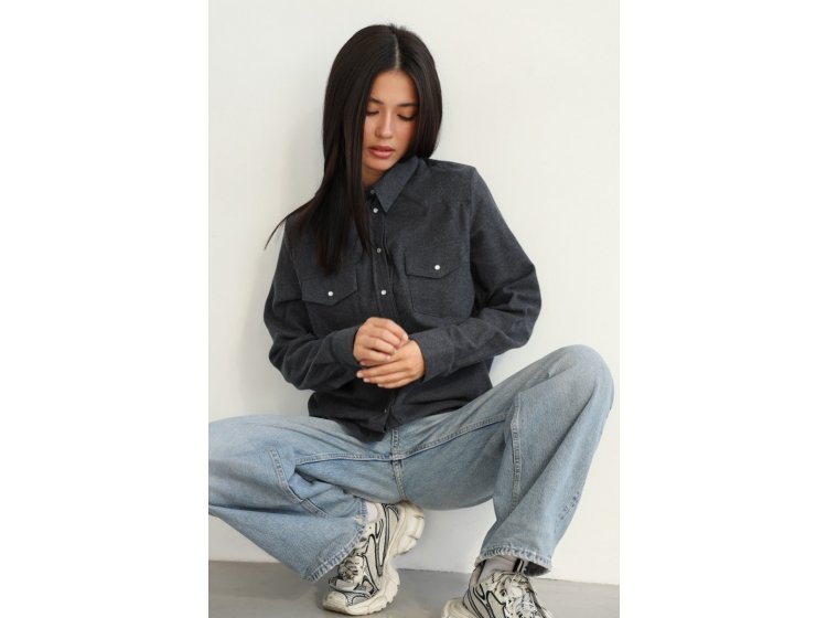 Рубашка женская фланелевая German Volf. 24025 темно-серого цвета