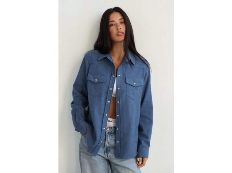 Рубашка женская фланелевая German Volf. 24026 синего цвета