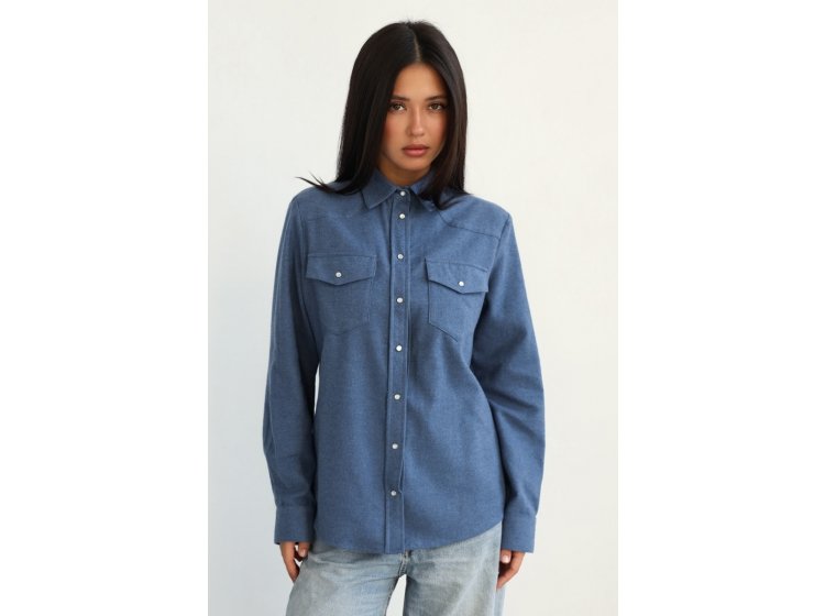 Рубашка женская фланелевая German Volf. 24026 синего цвета