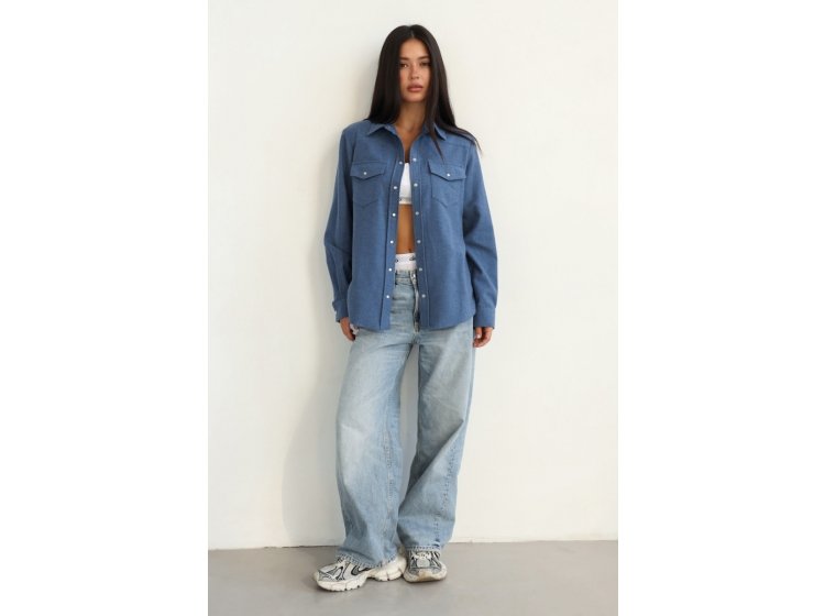 Рубашка женская фланелевая German Volf. 24026 синего цвета