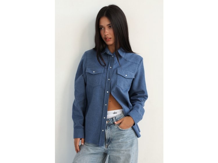 Рубашка женская фланелевая German Volf. 24026 синего цвета