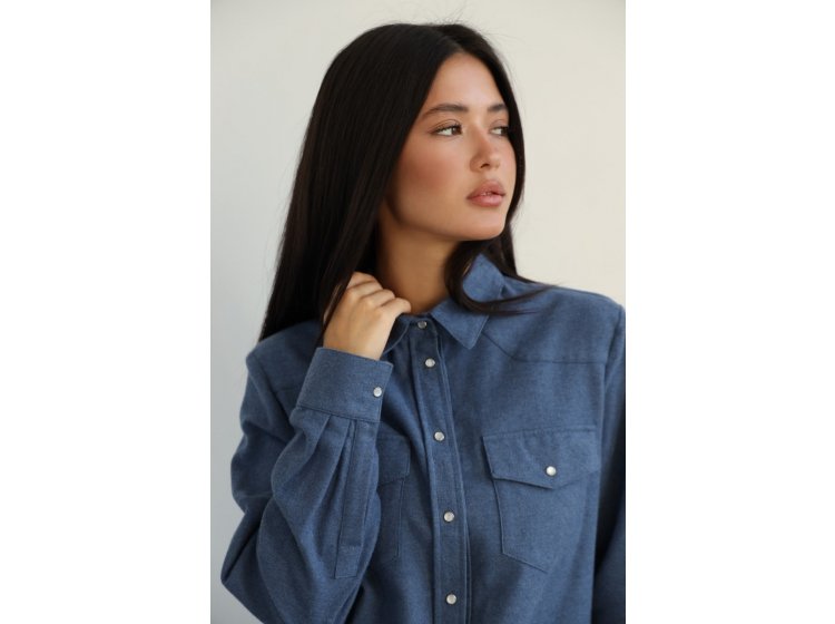 Рубашка женская фланелевая German Volf. 24026 синего цвета
