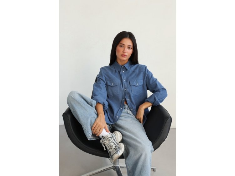 Рубашка женская фланелевая German Volf. 24026 синего цвета