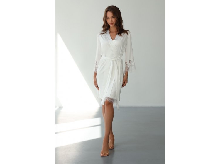 Комплект шелковый белый German Volf. 24029 Халат и сорочка