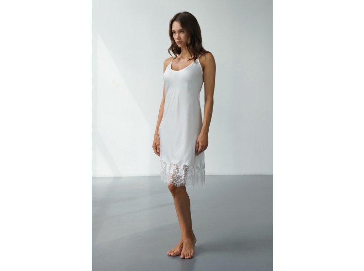 Комплект шелковый белый German Volf. 24029 Халат и сорочка