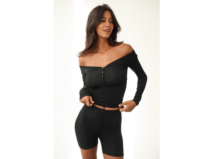 Бойшортс женские модаловый рубчик German Volf. 24111 черного цвета. С лонгсливом