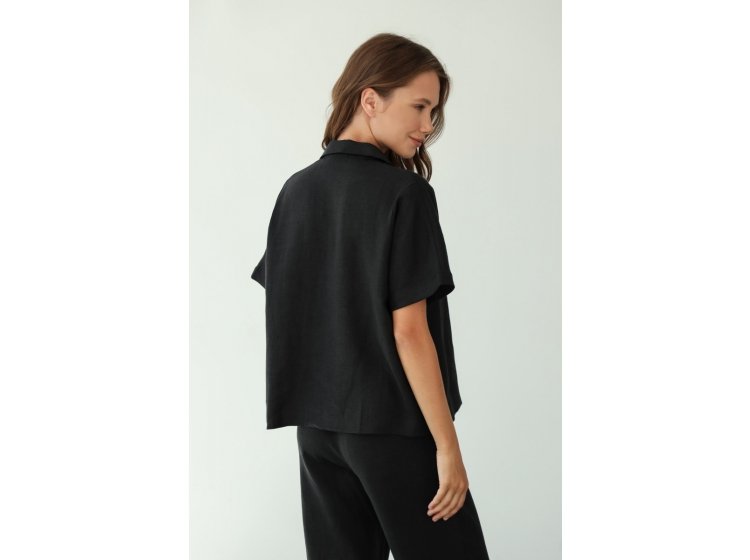 Рубашка женская льняная German Volf. 24127 черного цвета