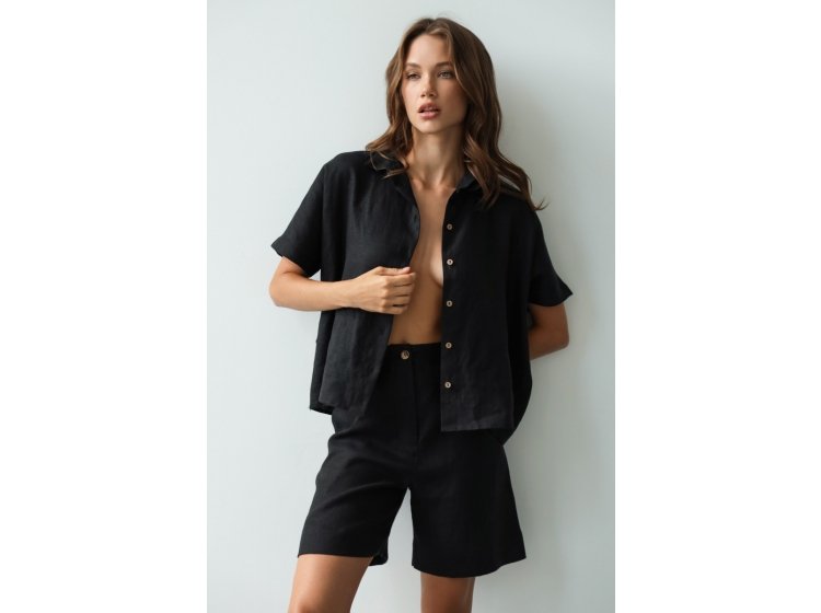 Рубашка женская льняная German Volf. 24127 черного цвета